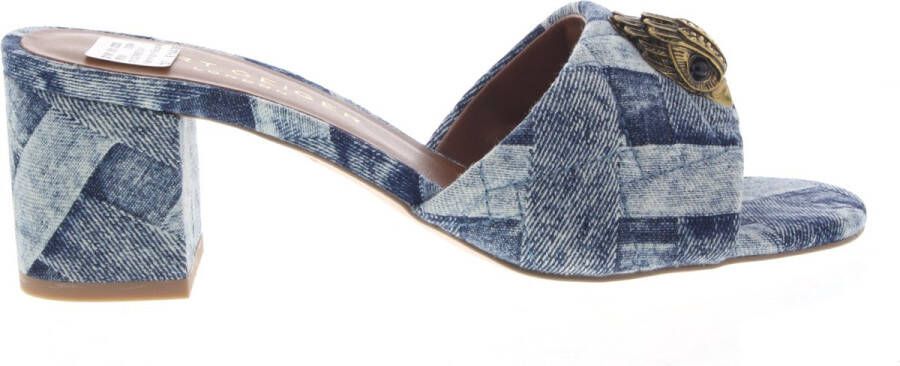 Kurt Geiger Dames Slippers Kensington Block Mule Denim Jeansblauw