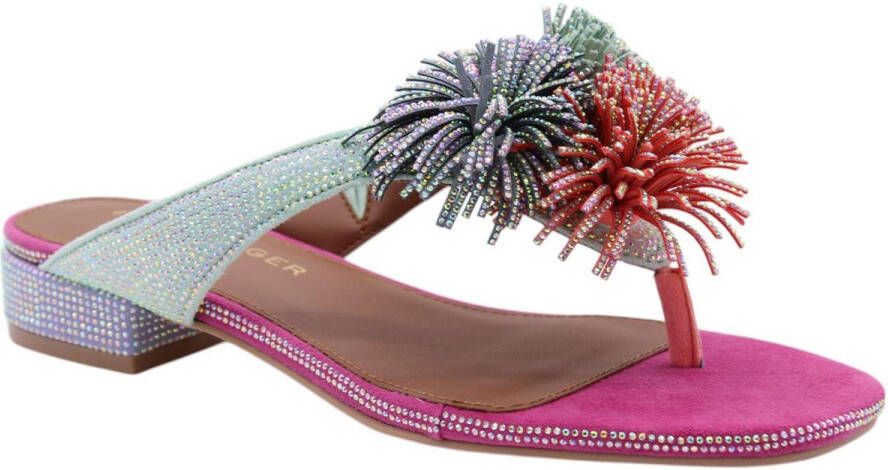 Kurt Geiger Pom teenslipper van suède met strass