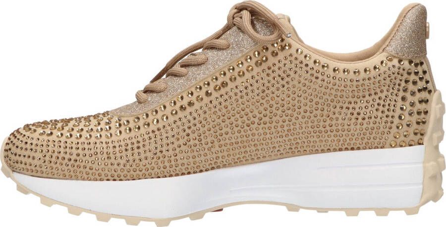 La Strada Beige sneaker met steentjes dames