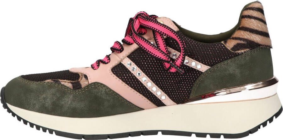 La Strada Groene sneaker met roze details dames