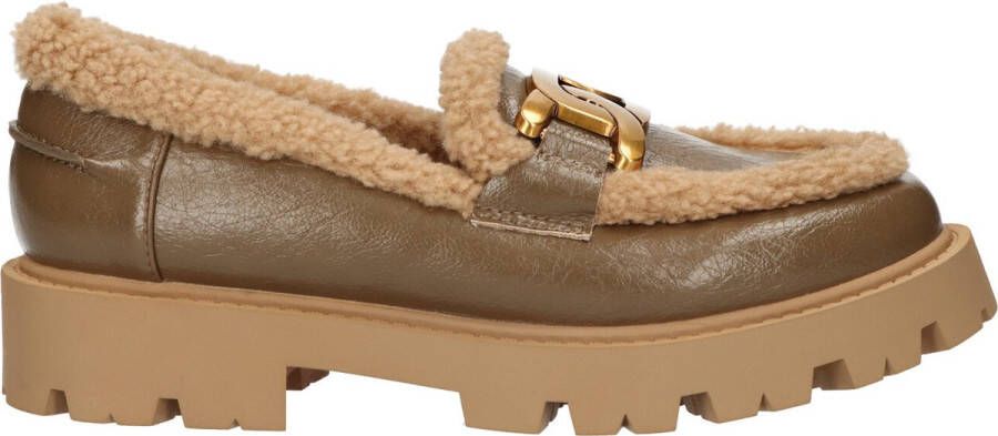 La Strada Loafer taupe met nepbont dames