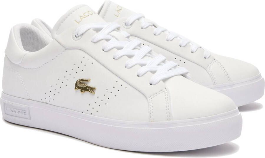 Lacoste Powercourt 2.0 Dames Sneakers Wit Goud