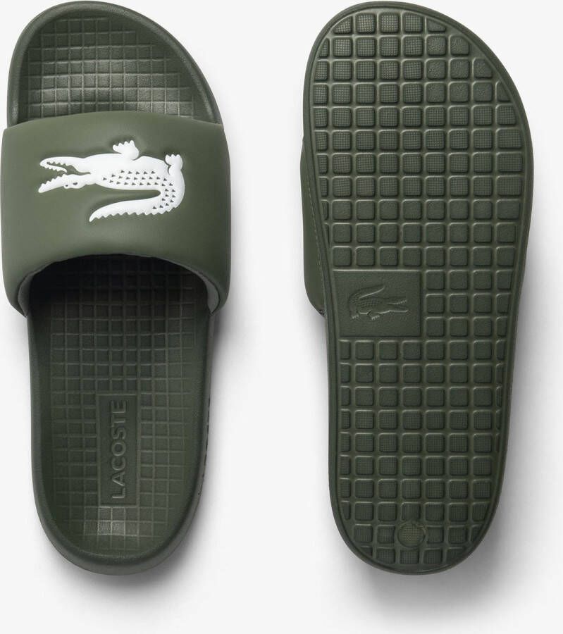 Lacoste SERVE SLIDE 1.0 Heren Slippers Khaki Wit