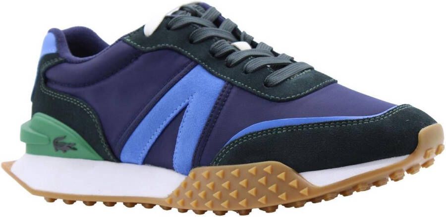 Lacoste Nylon en Leren Sportschoenen Blauw Heren