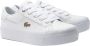 Lacoste Logo Sneakers Mat Leer Zijlabel In reliëf Brede Zool White Dames - Thumbnail 1