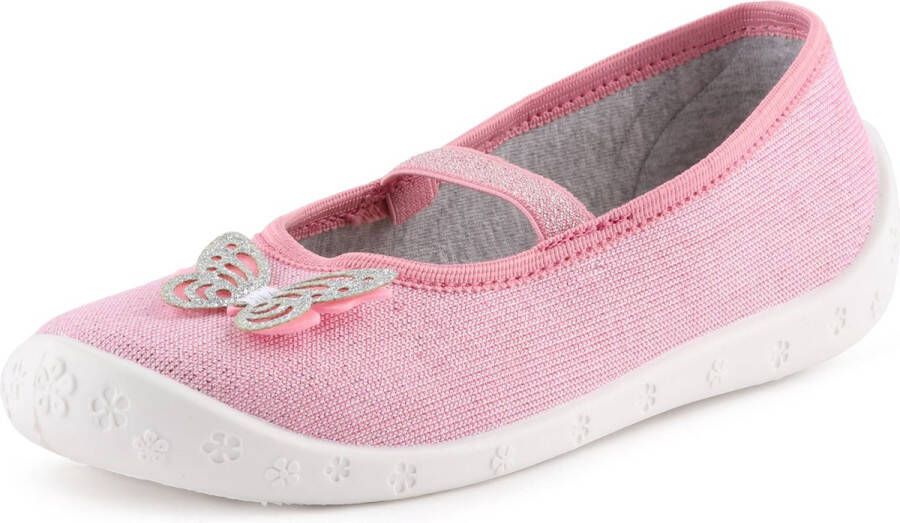 Ladeheid Kinder Pantoffels Sloffen Muizen Unisex 25 Wit Roze Vlinder LA-RW-Sylwia