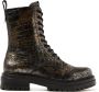 Lazamani Alize leren veterboots met slangenprint goud - Thumbnail 2