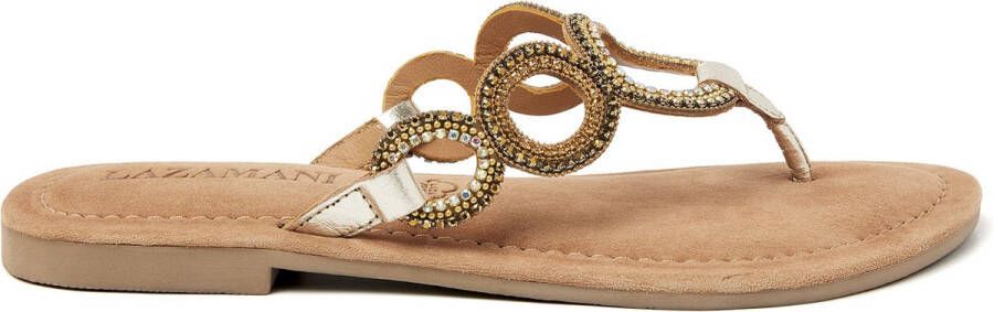 Lazamani Arielle Leren Dames Slippers Gold