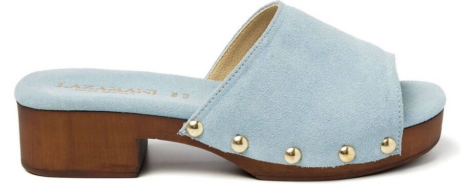 Lazamani Bella Suede Dames Clogs Blue