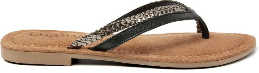 Lazamani Bibi Leren Dames Slippers Black