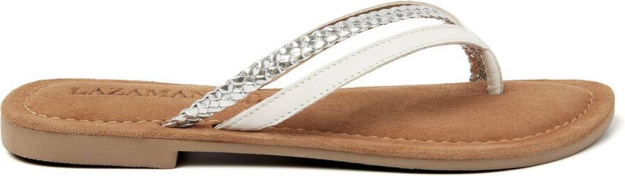 Lazamani Bibi Leren Dames Slippers White