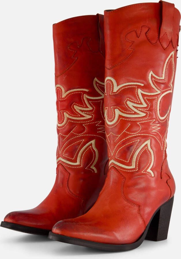 Lazamani Cowboylaarzen rood Leer Dames