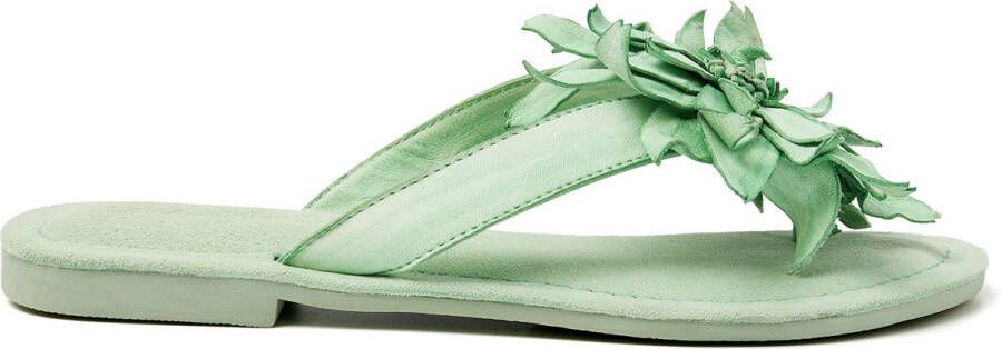 Lazamani Daisy Leren Dames Slippers Green