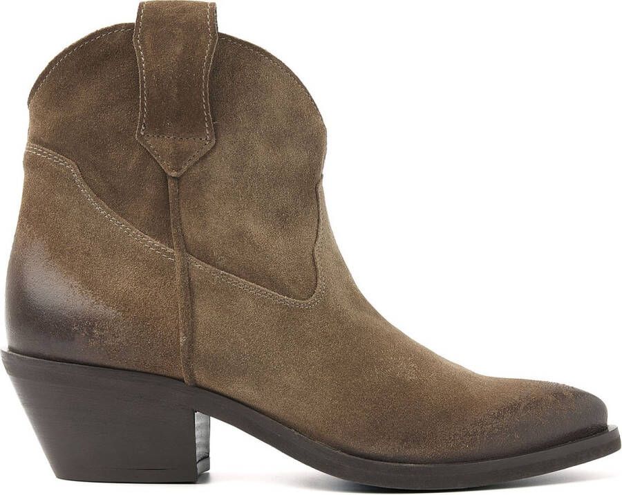 Lazamani Gigi Suede Dames Enkellaarsjes Sand