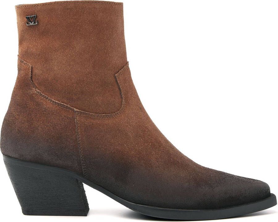 Lazamani Western enkellaarsje met vervaagde kleur en puntige neus Brown Dames