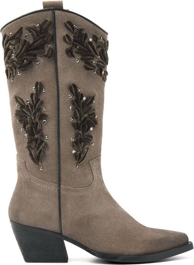 Lazamani Cowboylaarzen velvet taupe Suede Dames