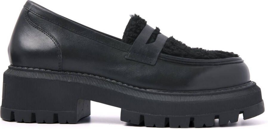 Lazamani Dames Loafers 85.383 Black Zwart Leer LA85383black