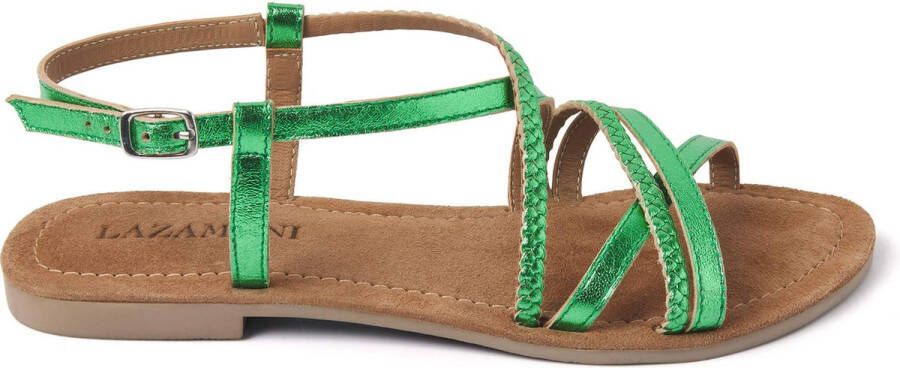 Lazamani Zoe Leren Dames Sandalen Green