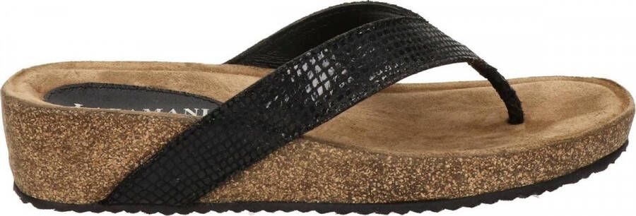 Lazamani Slipper Met Sleehak Leer Zwart Dames