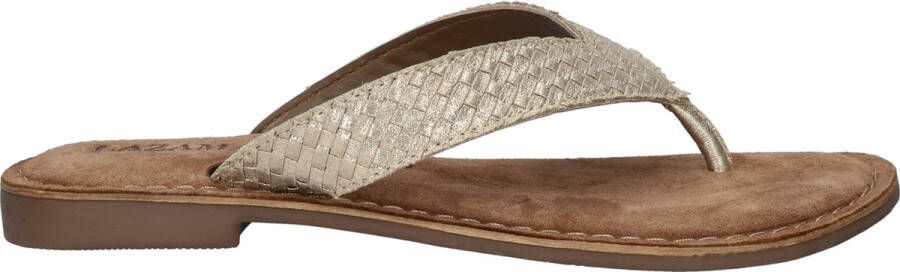 Lazamani ladies toe slippers shiny weav Goud Suede Teenslippers Dames