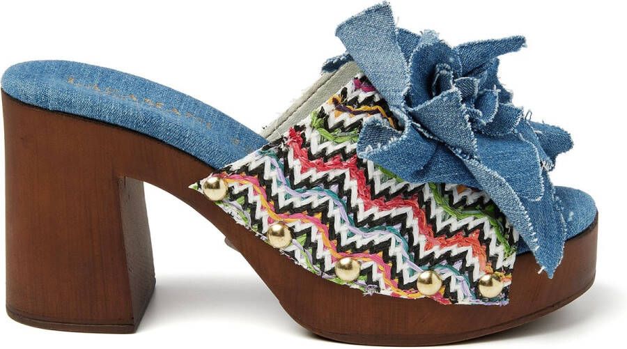 Lazamani Donna Raffia Dames Clogs Denim