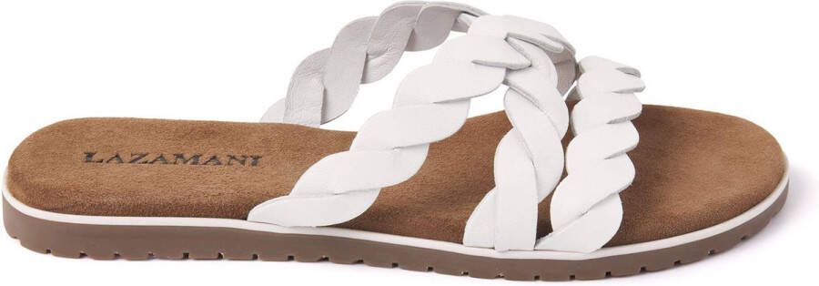 Lazamani Eden Leren Dames Slippers White