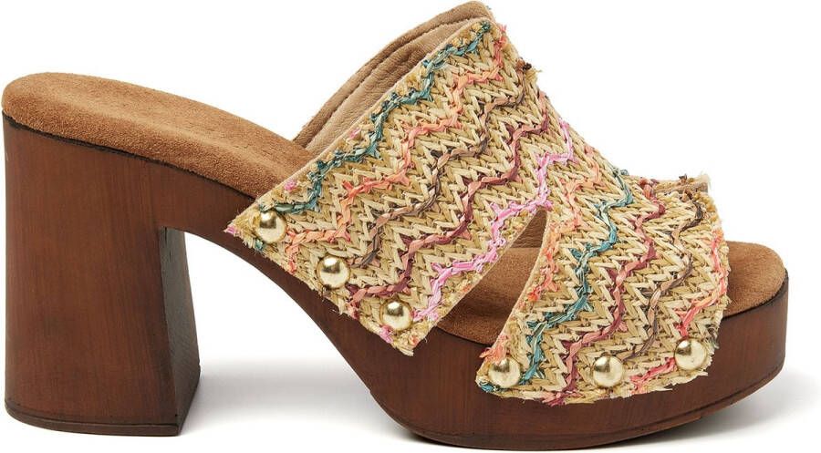 Lazamani Elena Raffia Dames Clogs Multi