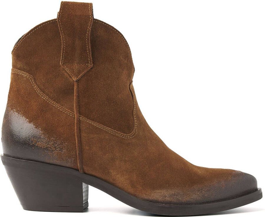 Lazamani Gigi Dames Enkellaarsjes Suede Cognac