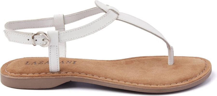 Lazamani Iris Leren Dames Sandalen White