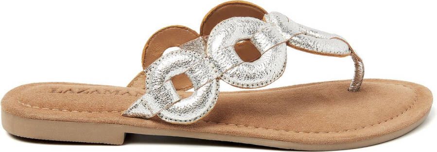 Lazamani Juliet Leren Dames Slippers Silver