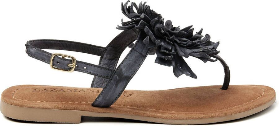 Lazamani Sandalen Flower zwart Leer Dames