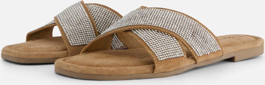 Lazamani Lexi Leren Dames Slippers Silver