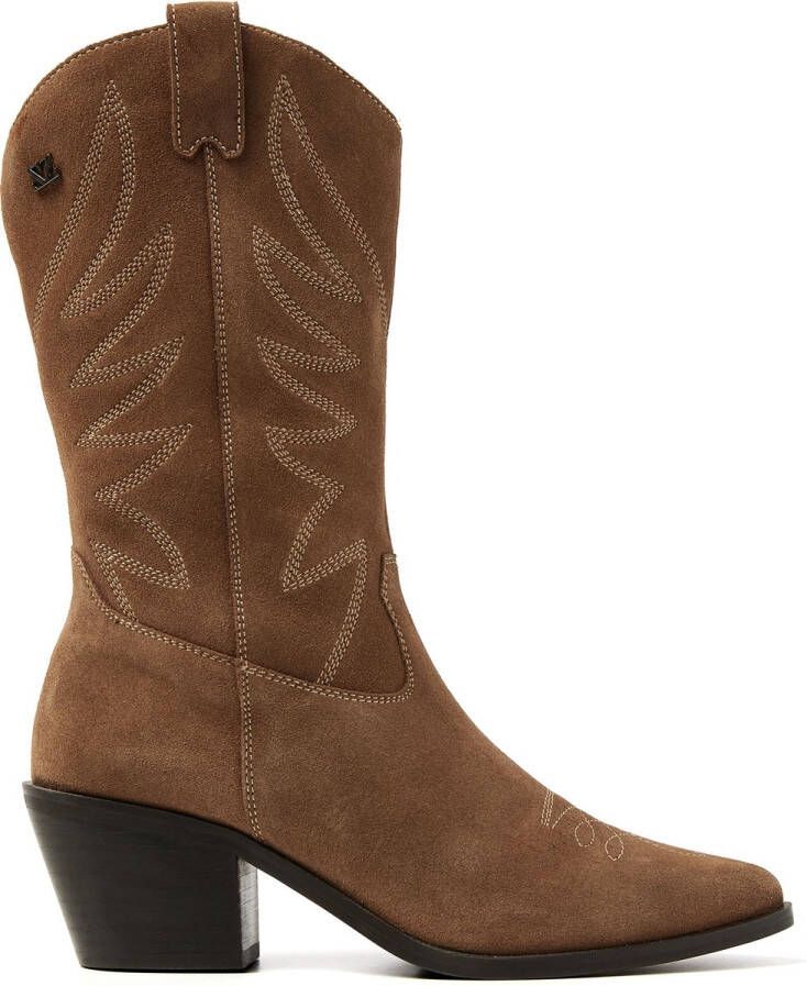 Lazamani Louise Dames Cowboy Laarzen Suede Taupe