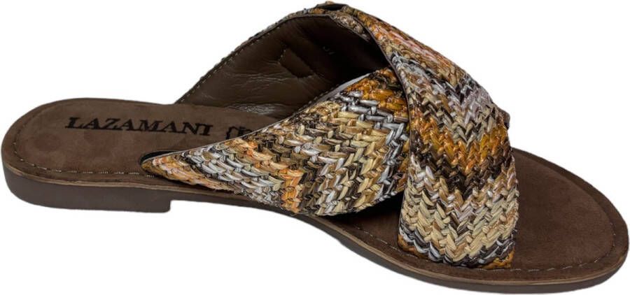 Lazamani Slipper beige raffia slide Kleur Beige)