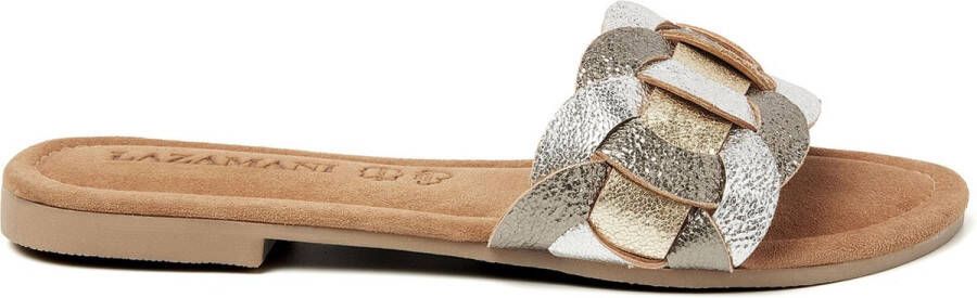 Lazamani Mona Leren Dames Slippers Pewter