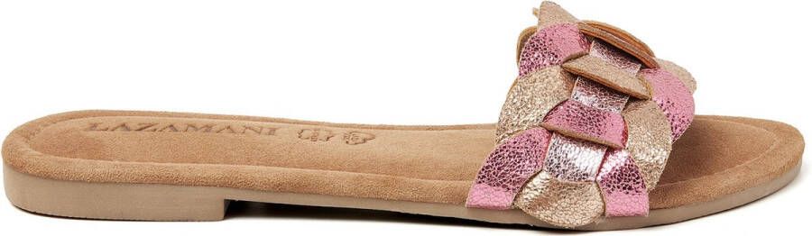 Lazamani Mona Leren Dames Slippers Rose