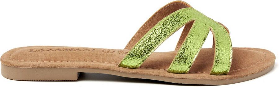 Lazamani Nina Leren Dames Slippers Green