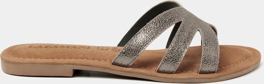 Lazamani Nina Leren Dames Slippers Pewter