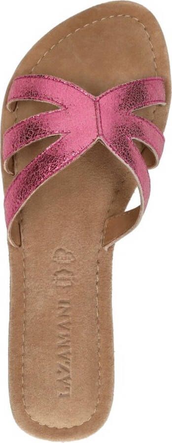 Lazamani Nina Leren Dames Slippers Pink