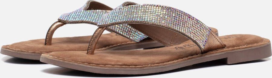 Lazamani Rainbow Slippers zilver Leer Dames