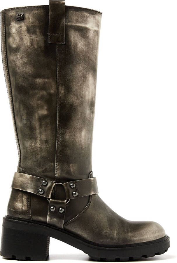 Lazamani Salome Dames Biker Boots Leer Pewter