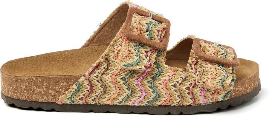 Lazamani Sofia Raffia Dames Slippers Multi