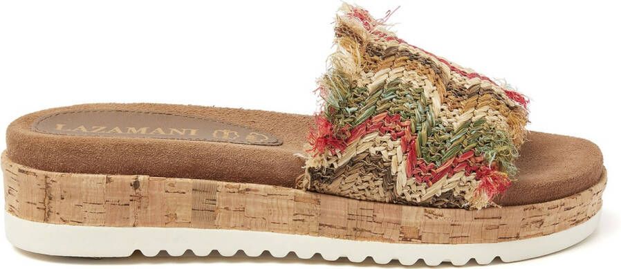 Lazamani Taupe jute platform slipper Kleur Multi)