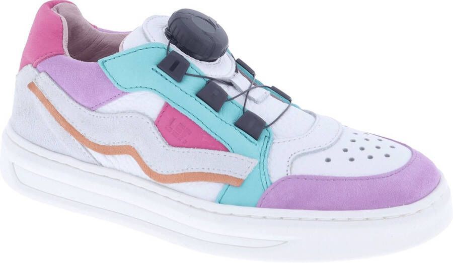 LEF Beach Lage sneakers Multi Wit Leer Suede Wijdtemaat Standaard