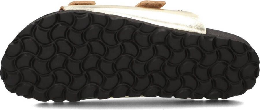 LINA LOCCHI Slippers Dames 2 Gesp Slipper Met Studs Maat: 39 Materiaal: Leer Kleur: Goud