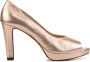 Lina Locchi Pumps Stiletto Dames Damesschoenen Leer Blokhak hoogte 7 cm L1300 Rose goud - Thumbnail 1