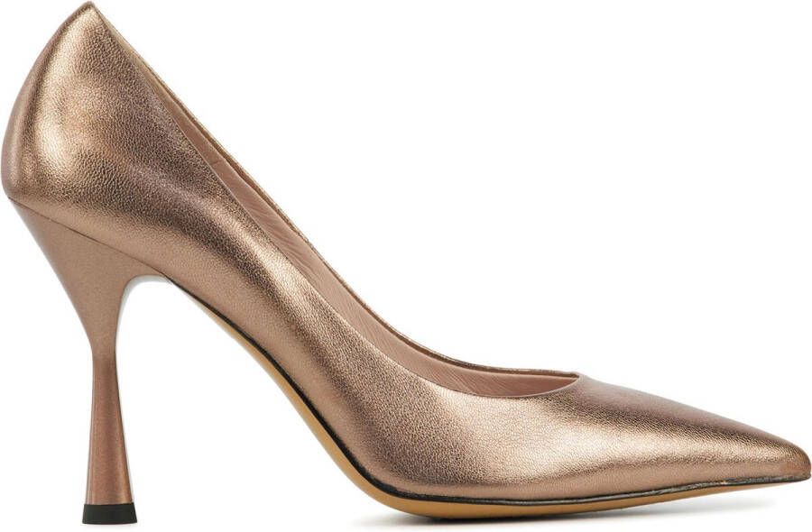 Lina Locchi Pumps Stiletto Dames Damesschoenen Leer Glitter Kitten heel hoogte L1251 Brons