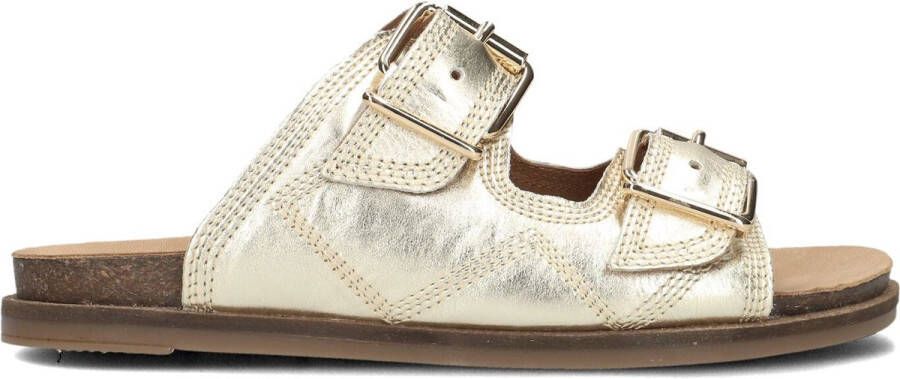 LINA LOCCHI Slippers Dames Led 2 Band Slipper Met Stiksels Maat: 36 Materiaal: Leer Kleur: Goud