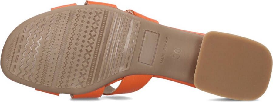 LINA LOCCHI Slippers Dames Led Knoop Slipper Maat: 36 Materiaal: Leer Kleur: Oranje