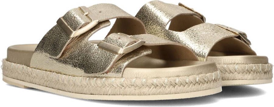 LINA LOCCHI Slippers Dames Met 2 Gesp Slipper Espa Zool Maat: 42 Materiaal: Leer Kleur: Goud